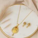 Classic Gold Plated Pendant Set with Earrings.