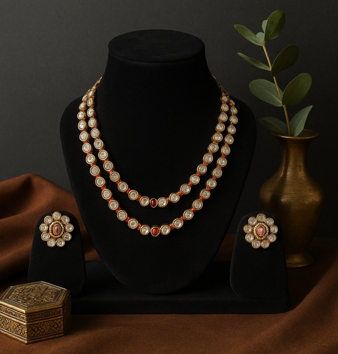 Oplus_131072 Premium Quality Royal Kundan Necklace Set - Image 1