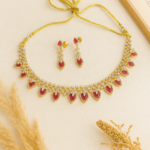 Luxury Ruby Stone AD Necklace Set for women.