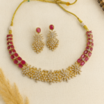 👑 Elegant Ruby Stone Necklace with Earrings.