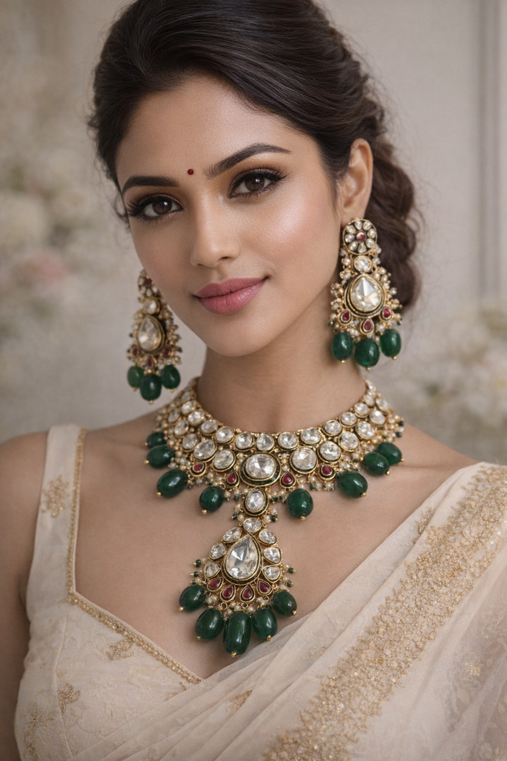 file_0000000049cc7230a915240ffd4cfeac Designer Polki Green Choker for Bridal Look. - Image 1