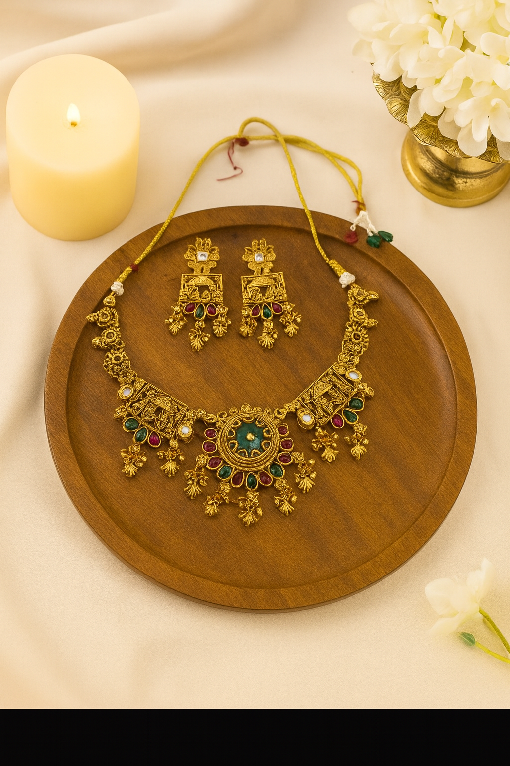 file_00000000aec07206b65384e8a96d82b3 Timeless Heritage Gold Finish Necklace for women. - Image 1