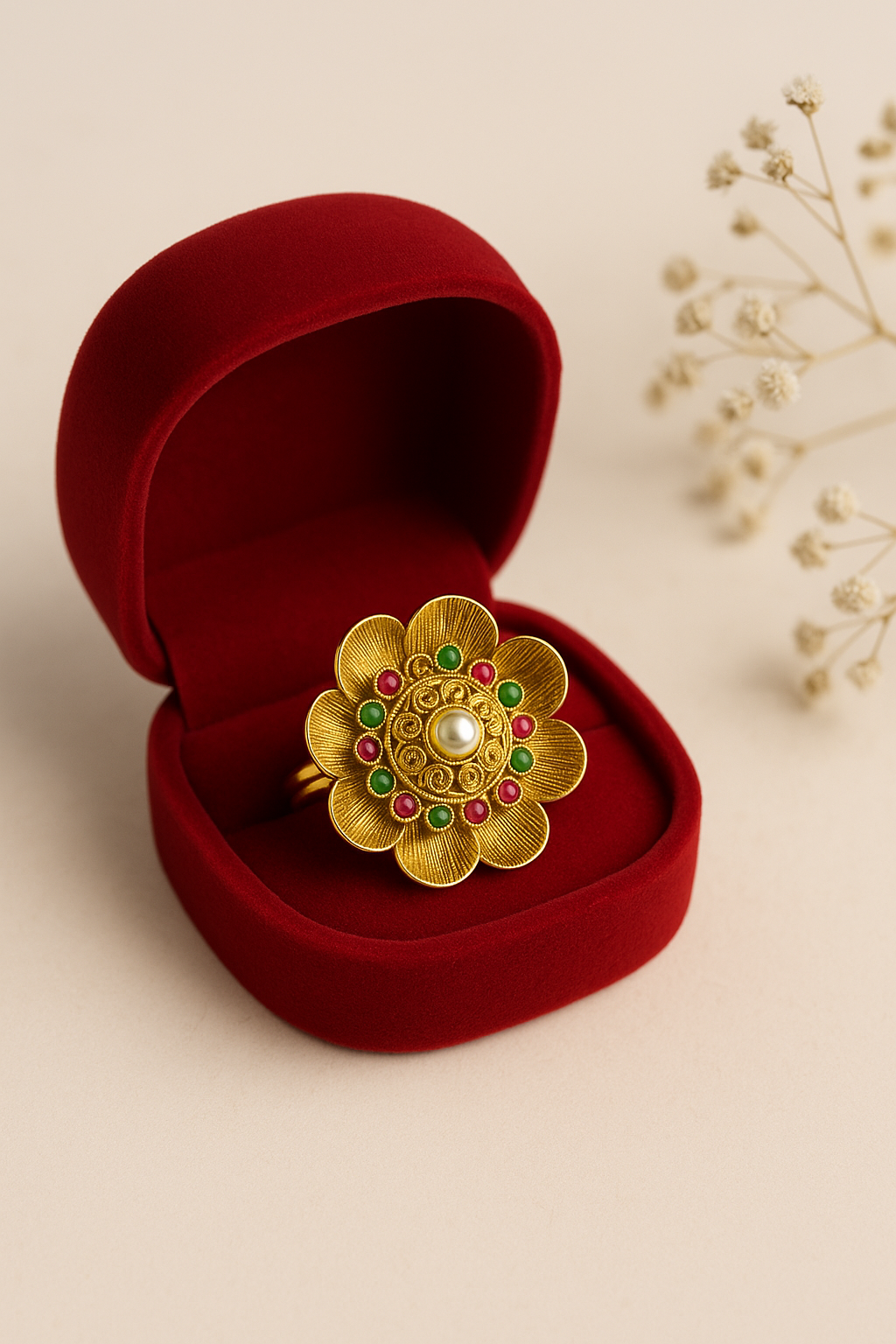 file_00000000edb47206bea9c2fc2c5ea1dd Royal Brass Gold Plated Ring for Women. - Image 1