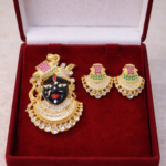 Shri Krishna Gold Diamond Designer Pendant Set.