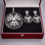 Silver Plated Black Stone AD Pendant Set for women.