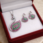 Designer Peacock AD Stone Pendant Set with Earrings.