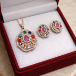 Premium Navratan Pendant Set for Women