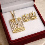Designer AD Stone Gold Finish Pendant Set for women.