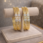 Luxury Diamond Finish Gold Bangles for women.