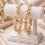 Navratna Style Gold Plated Designer Bangles for women.