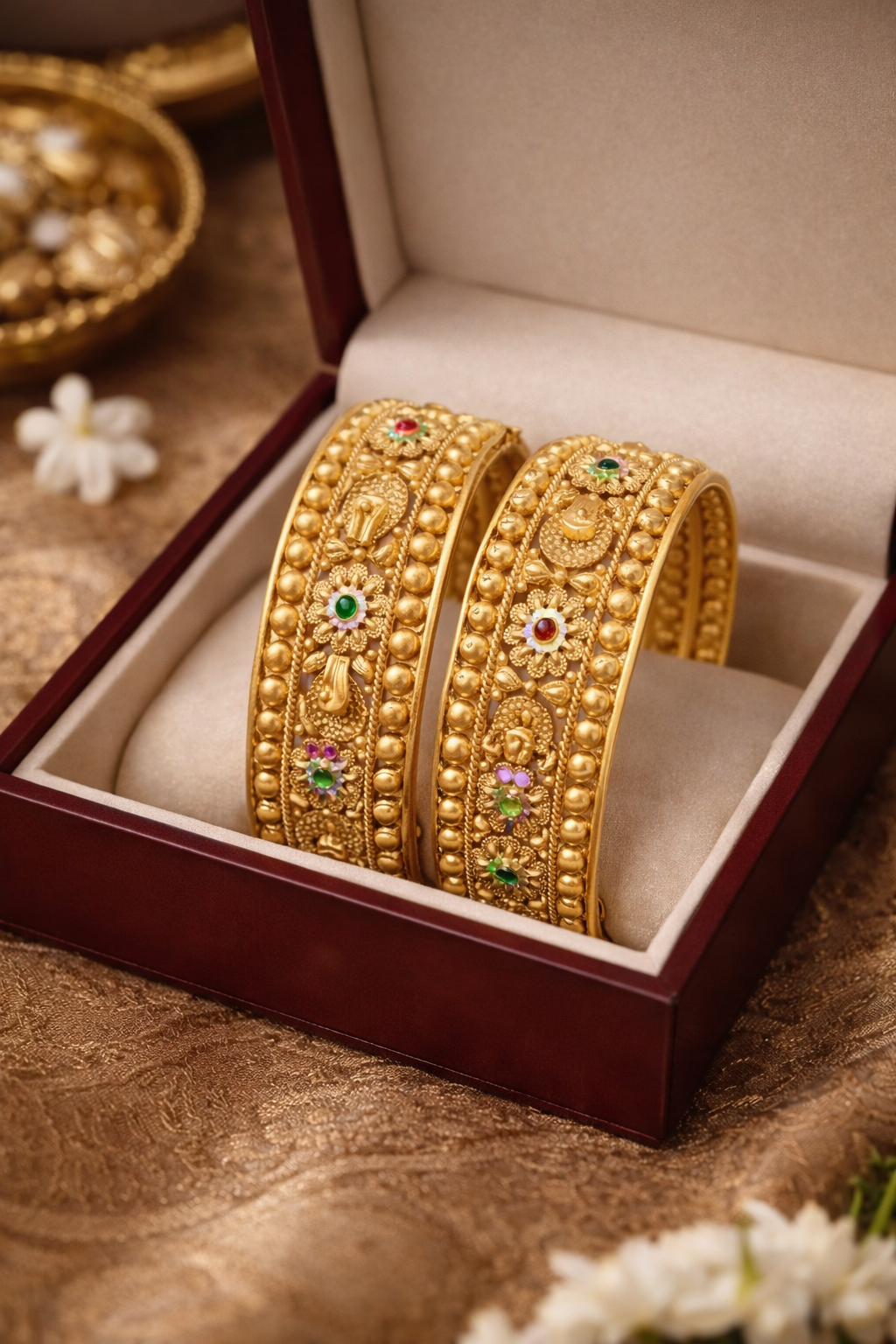 file_00000000bc907207a8ed5fd8a7bbbc42 Classic Ethnic Brass Gold Plated Bangles for women. - Image 1