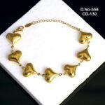 Gold Finish Anti-Tarnish Heart Charm Bracelet.