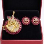 Radha Krishna Ruby AD Pendant Set with Earrings ✨❤️💎