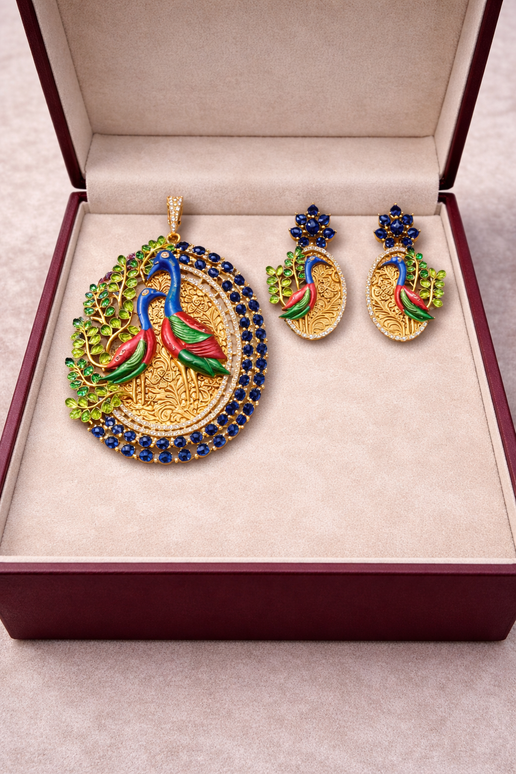 file_0000000009c47209b3f78a2d598bffd5 Royal Peacock Designer Pendant Set with Earrings 🦚✨ - Image 1