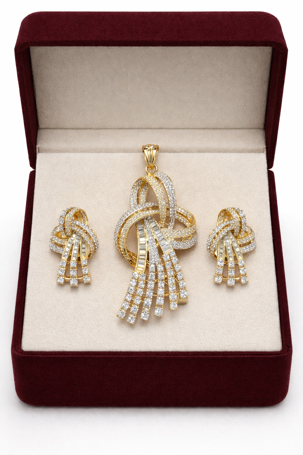 file_0000000062547208a9a9bf6e74da73dd Royal Diamond Knot Pendant Set with Earrings ✨ - Image 1