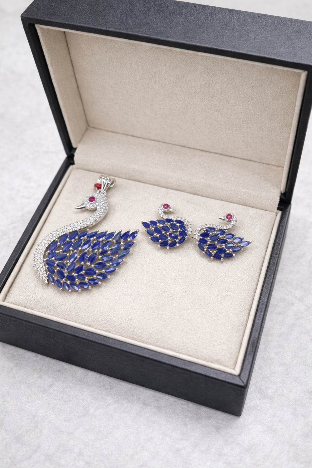 file_000000006438720bb133c19736b21f1c Royal Blue Peacock Pendant Set ✨💫 - Image 1