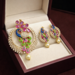 Traditional Gold Plated Peacock Design Pendant Set.