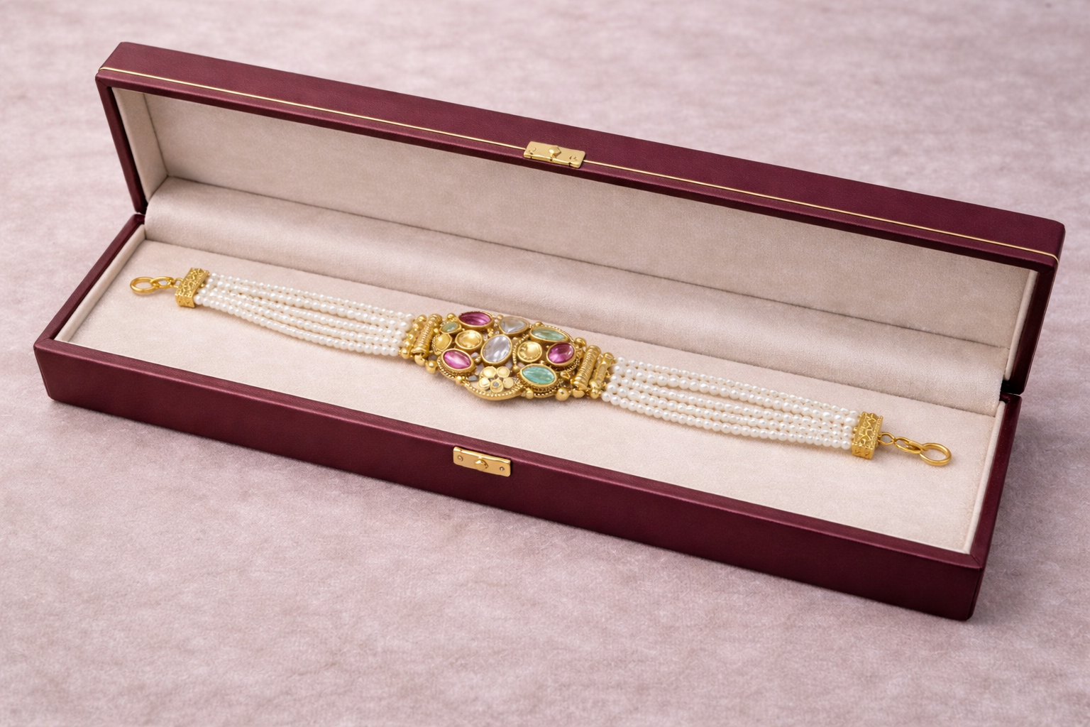 file_00000000baf072098c964c1923f3112c Royal Pearl Kundan Bracelet ✨🤍 - Image 1
