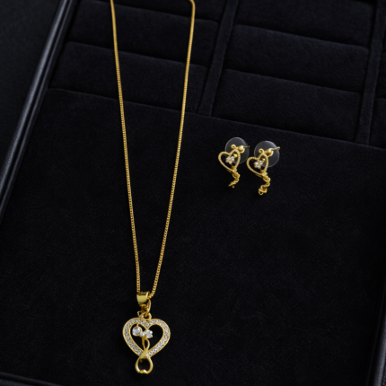 Golden Love Knot Heart Pendant Set ✨