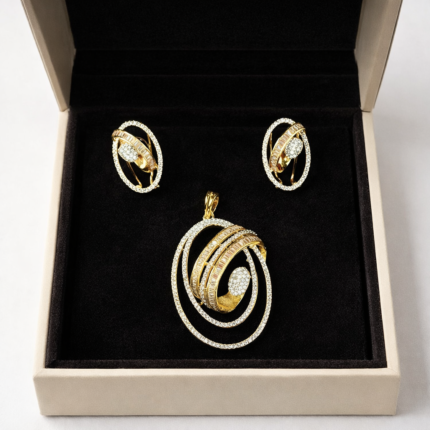 Luxury Gold Plated CZ Pendant Set with Matching Earrings ✨