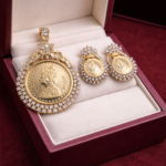 Royal Queen Coin AD Pendant Set with Earrings 👑✨💎