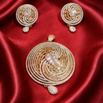 Luxury Golden Crystal Spiral Pendant Set for women.