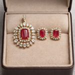 Royal Ruby Halo Pendant Set ✨