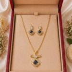 Royal Sapphire Glow Pendant Set with Earrings ✨