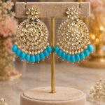 Royal Turquoise Floral Chandbali Earrings 💙✨