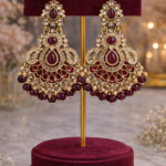 Royal Mehroon Kundan Chandbali Earrings ❤️✨