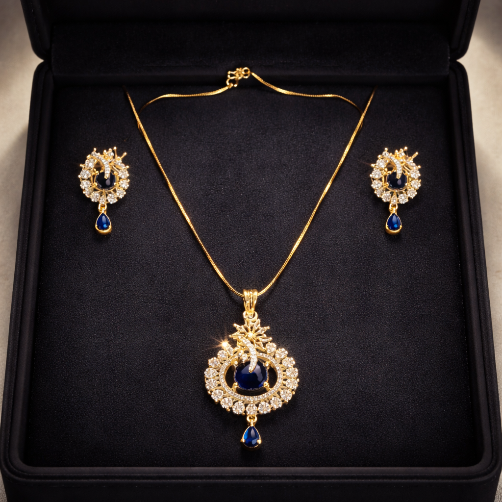 file_00000000a6207208839ff496a17590c6 Blue Stone Luxe Pendant Set✨ - Image 1