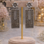 Vintage Crystal Rectangular Drop Earrings 🖤✨