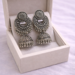 Royal Antique Silver Jhumka Earrings🎊