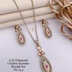 💎 Elegant A.D. Diamond Oxidised Kundan Pendant Set 💎