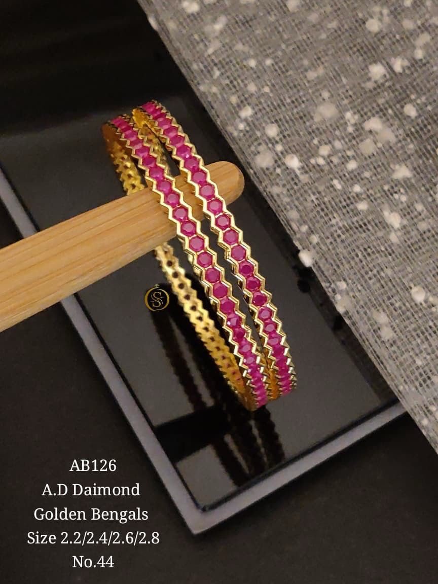 IMG-20260724-WA0083 Premium Pink A.D. Diamond Gold-Plated Bangles for Women | Elegant Party Wear Bangles Set ✨💖 - Image 1