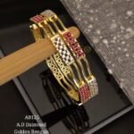 Premium A.D. Diamond Gold-Plated Designer Bangles for Women | Pink & White Stone Party Wear Bangles Set ✨💖🤍