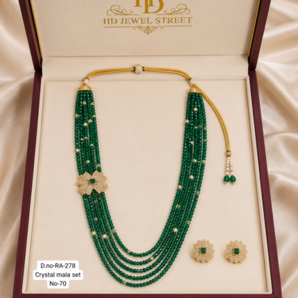 Premium Green Crystal Mala Set | Designer Multi-Layer Beads Necklace with Earrings | Traditional Party Wear Jewellery ✨💚
