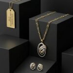 Premium AD Pendant Set – Gold & Silver Dual-Tone Statement Necklace