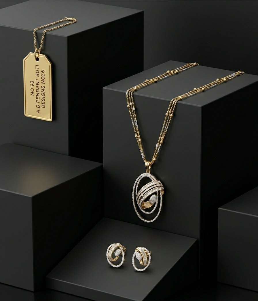 IMG-20260910-WA0055 Premium AD Pendant Set – Gold & Silver Dual-Tone Statement Necklace - Image 1