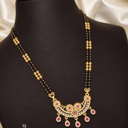 Premium Brass High Gold Plated Ruby Mangalsutra ✨